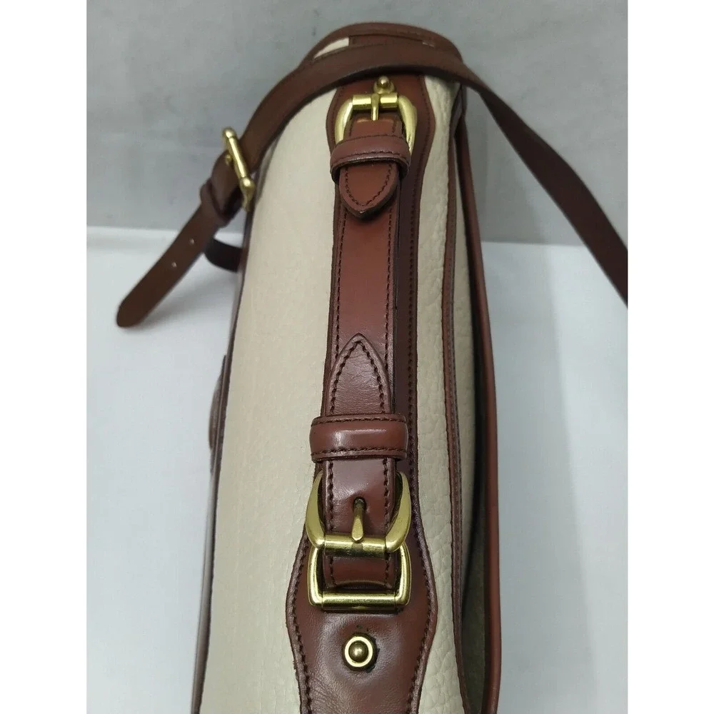 Dooney & Bourke Ivory Pebbled Leather Buckle Satchel Crossbody Bag - Made in USA